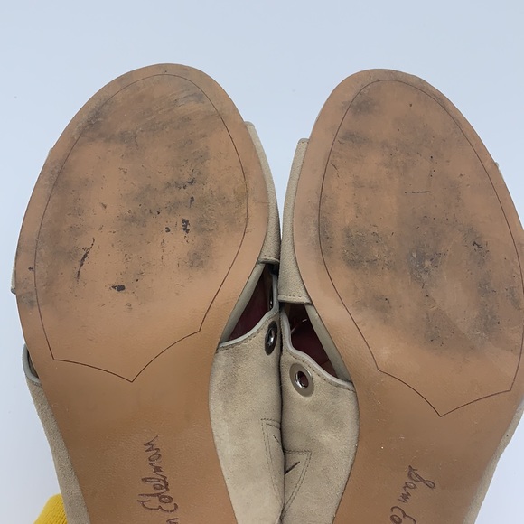 Sam Edelman Sandal Women 10 Beige Suede Seana Grommet Criss Cross Slingback Shoe - Picture 7 of 10